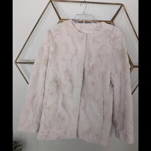 J. Crew Ivory and Cream Faux Fur Jacket, size M